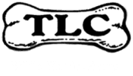 TLC Logo (TLC written inside a white bone and underneath the words "While You're Away")